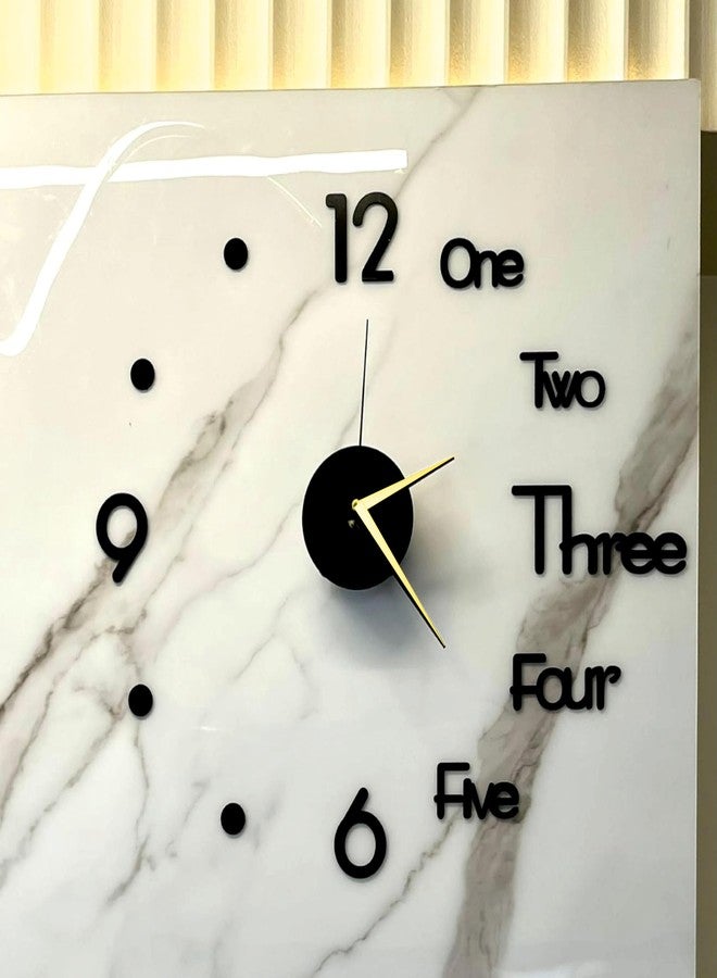 DREAMNILAYAM Wall Clock with Golden Easy Visible handvisible - DIY 3D acrylic, Non-Ticking, Frameless, Plastic EVA Analog Watch with Adjustable Sizes (30 cm - 60 cm) for Livingroom, Bedroom,Home Gift, Black - Image 2